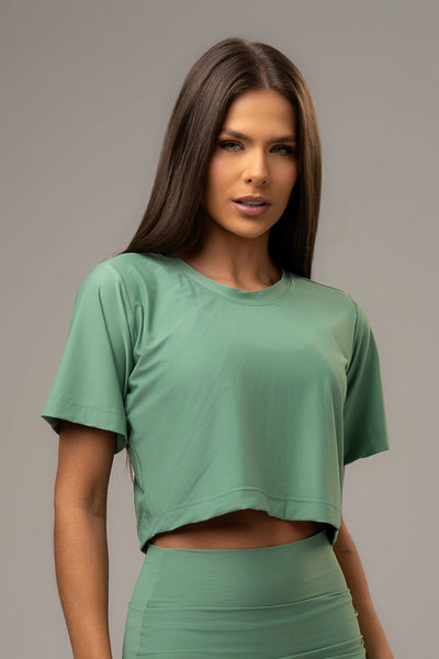 Camiseta Cropped Dry Cosmo Sálvia