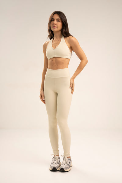 Conjunto Legging e Top Frente Única Off White Flow