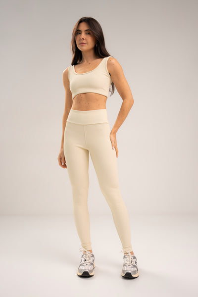 Conjunto Legging e Top Alças Retas Off White Flow