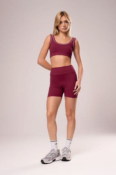 Conjunto Short e Top Viés Power Marsala