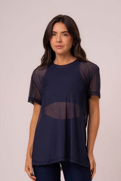 Blusa Tule Marinho