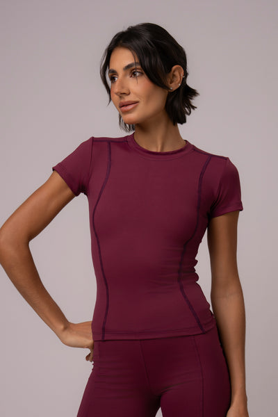 Blusa Manga Curta Power Marsala