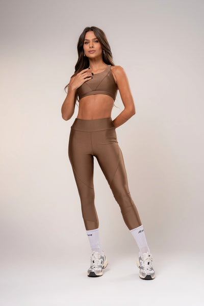 Conjunto Legging e Top Recortes Glow Chocolate