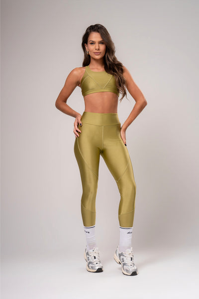 Conjunto Legging e Top Recortes Glow Oliva