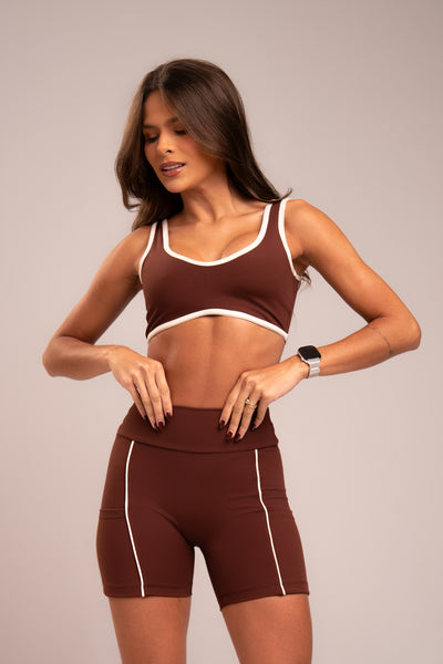 Conjunto Short Vivo e Top Viés Power Avelã