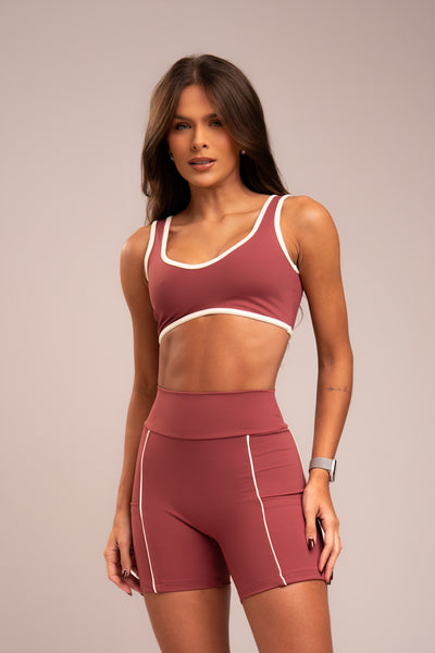 Conjunto Short Vivo e Top Viés Power Malva