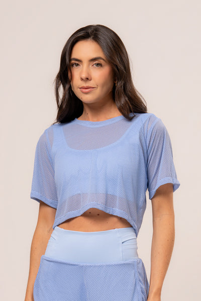 Camiseta Cropped Telinha Cosmo Lagoon Blue