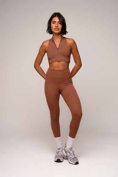 Conjunto Essentials Legging e Top Zíper Chocolate
