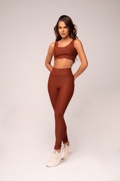 Conjunto Legging e Top Alças Retas Flow Acaju