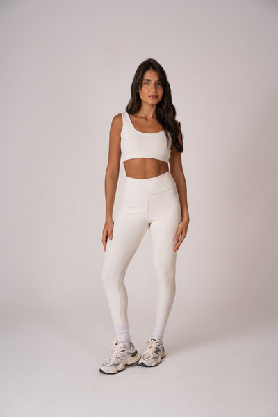 Conjunto Legging e Top Alças Retas Off White Flow