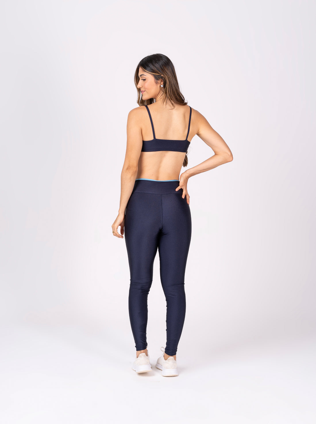 Conjunto Legging e Top Dupla Face Premium Marinho e Azul Suave