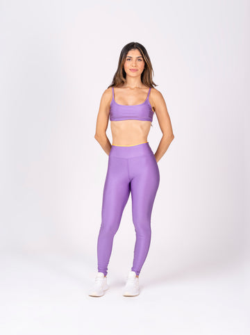 Conjunto Legging e Top Dupla Face Premium Lilás e Amarelo Solar