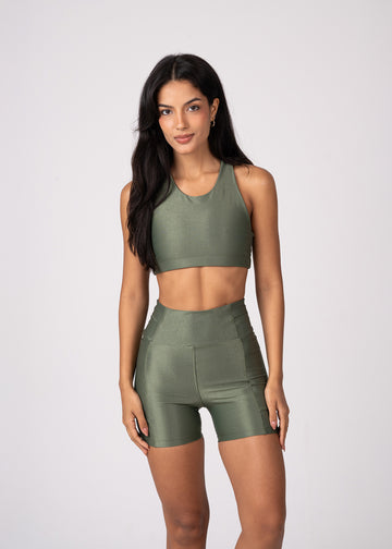 Conjunto Short e Top Verde Oliva Runner Lovers