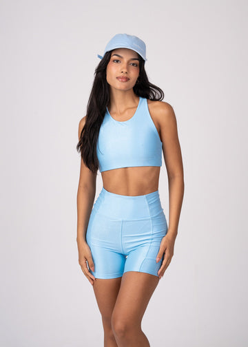 Conjunto Short e Top Celeste Runner Lovers