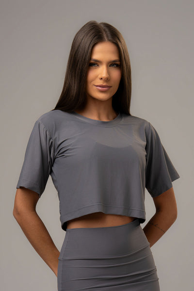 Camiseta Cropped Dry Cosmo Cinza