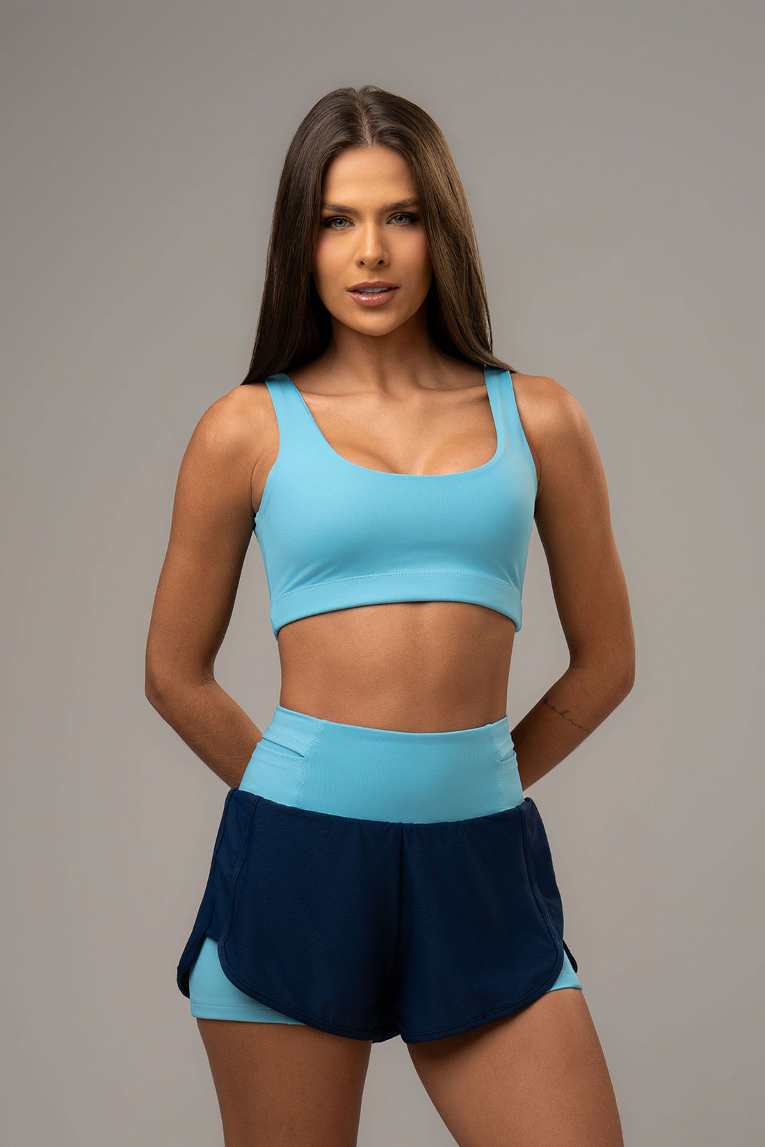 Conjunto Short Duplo e Top Soul Cosmo Azul