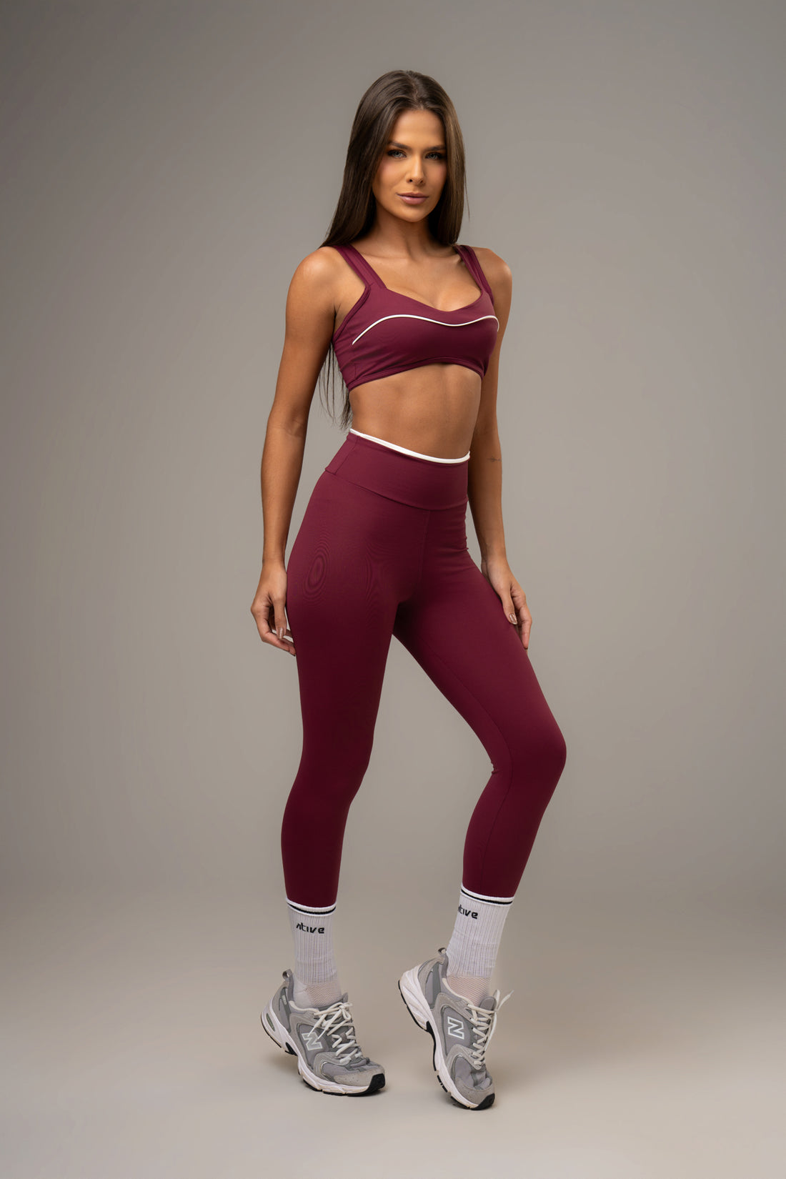 Conjunto Legging e Top Wave Power Marsala