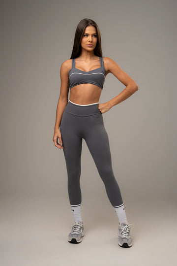 Conjunto Legging e Top Wave Power Cinza