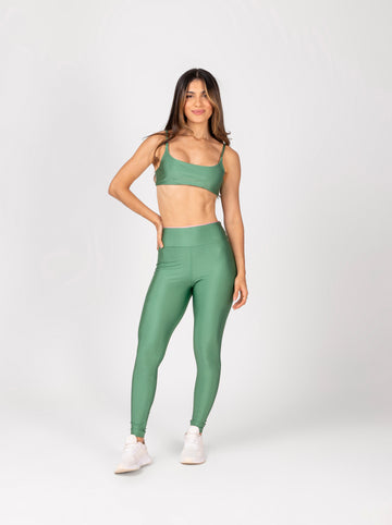 Conjunto Legging e Top Dupla Face Premium Verde Jarde e Rosa