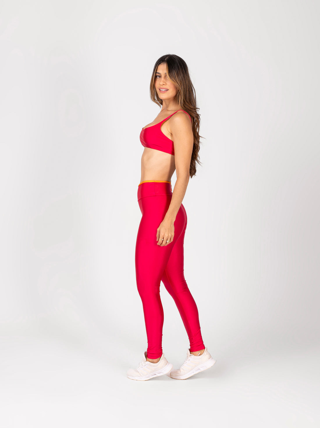 Conjunto Legging e Top Dupla Face Premium Hot Pink e Laranja