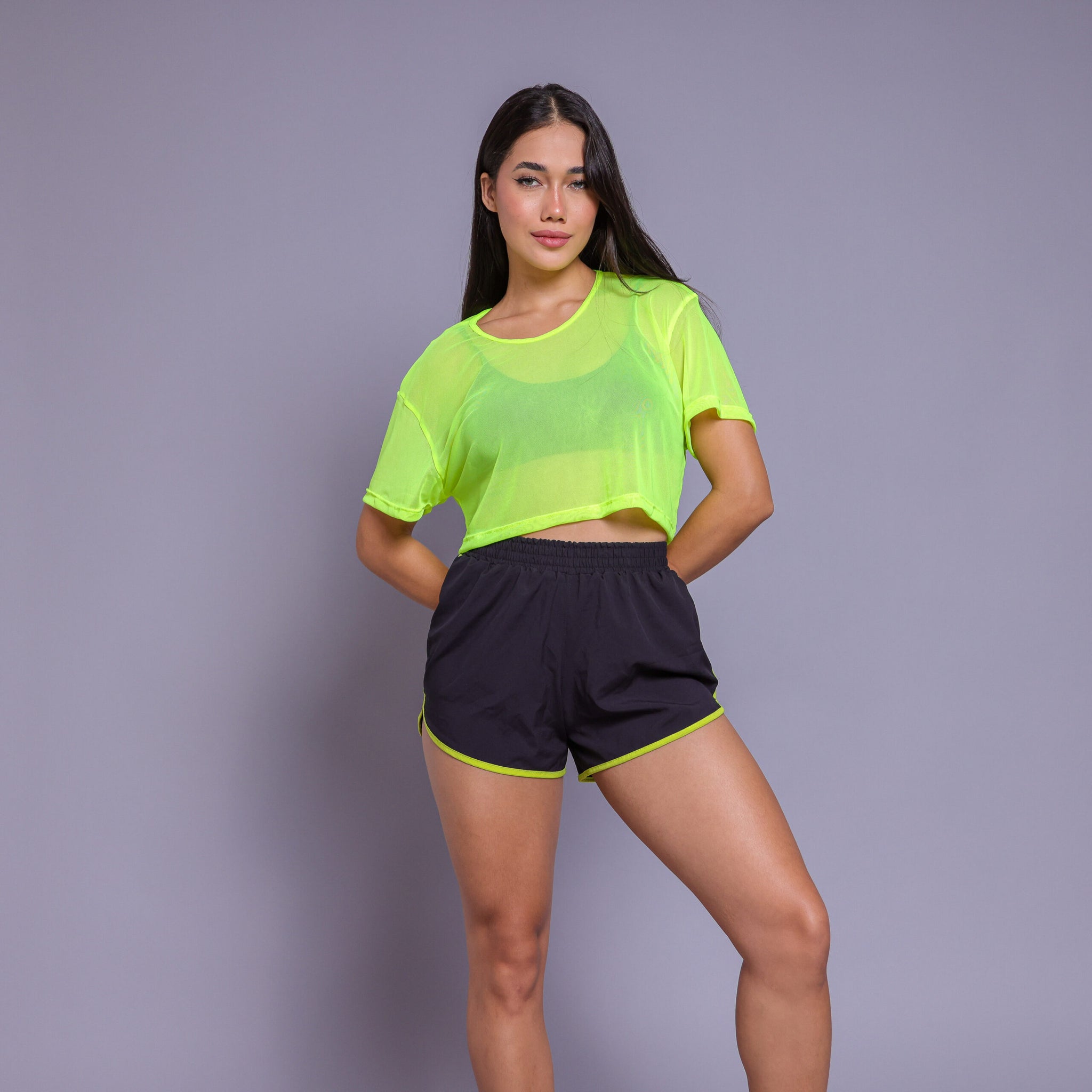 Cropped Tule Amarelo Neon