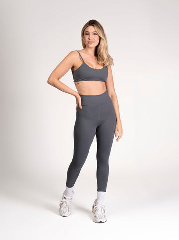 Conjunto Essentials Legging e Top Fita Cinza