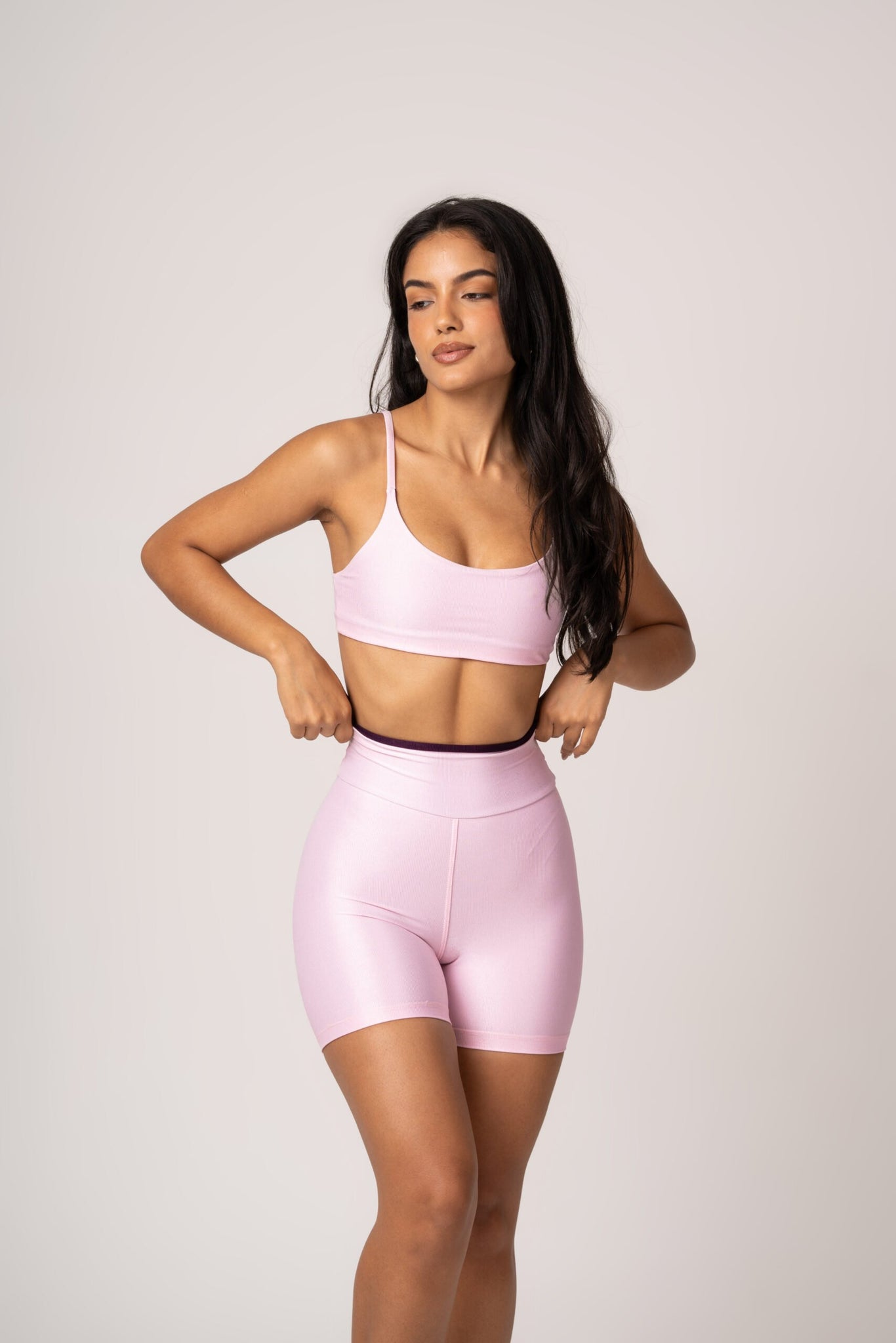 Conjunto Bicolor Rosa Pastel Short e Top Faixa Lovers