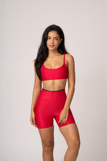 Conjunto Bicolor Vermelho Short e Top Faixa Lovers