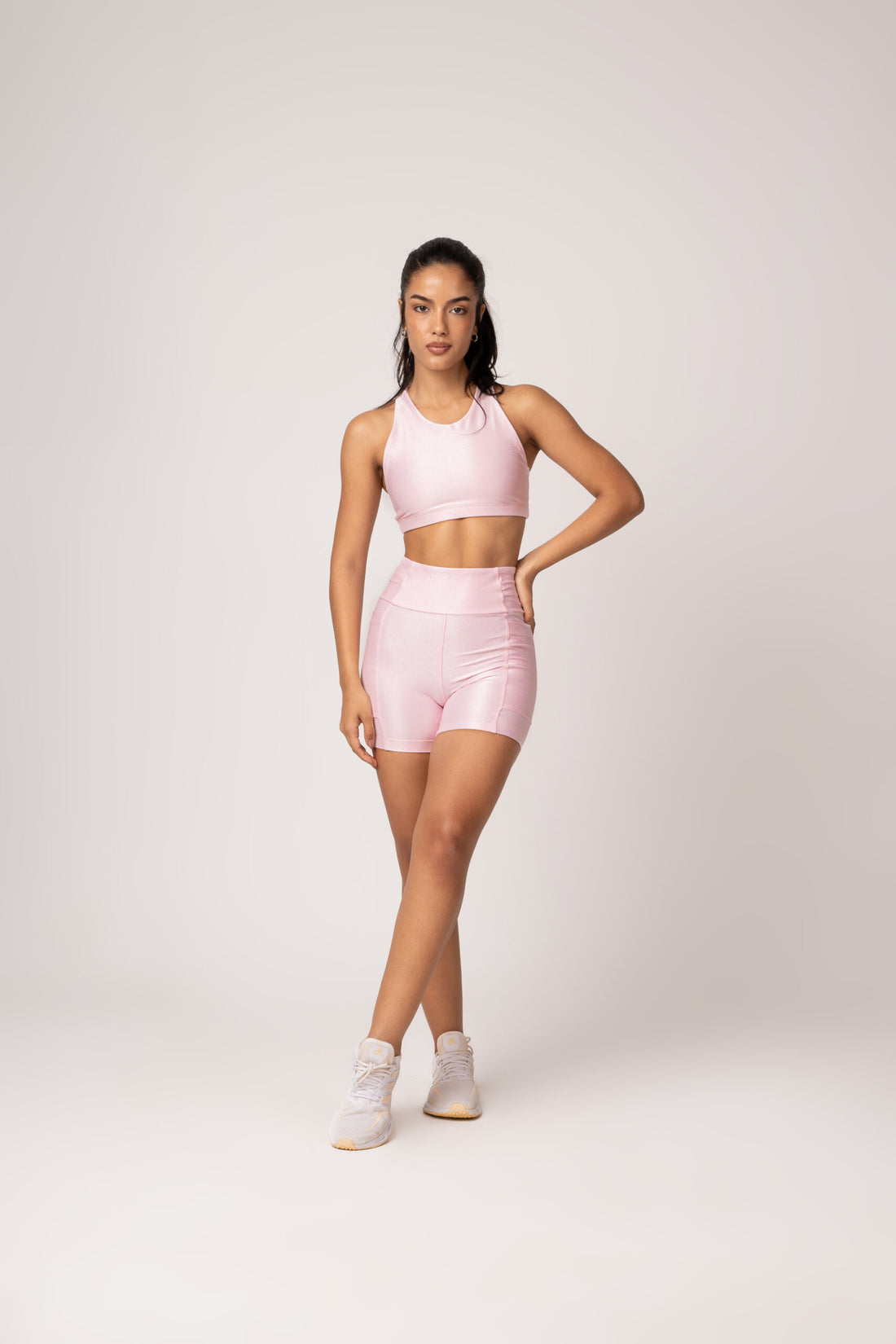 Conjunto Rosa Pastel Runner Short e Top Lovers