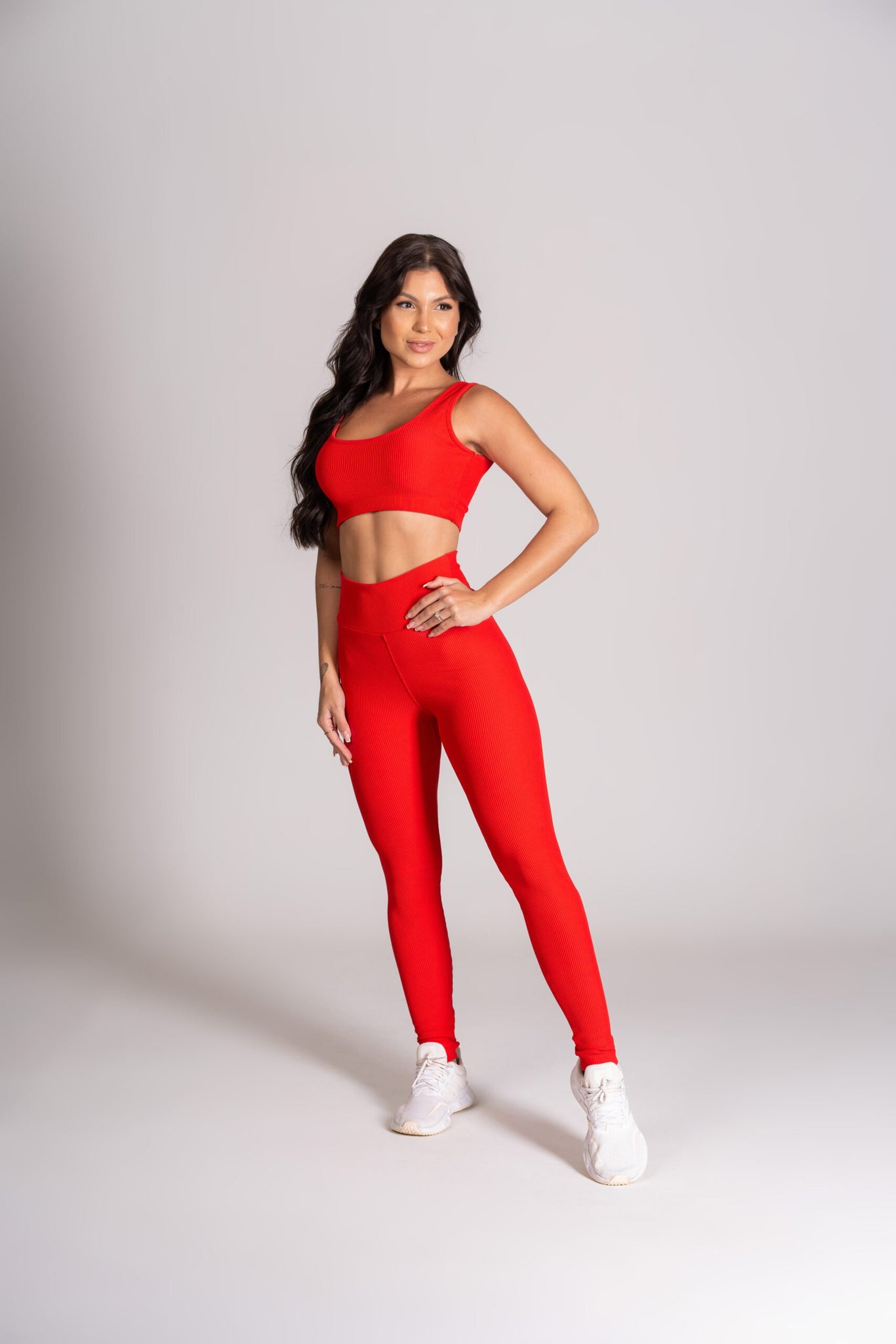 Conjunto Legging e Top Alças Retas Vermelho Flow