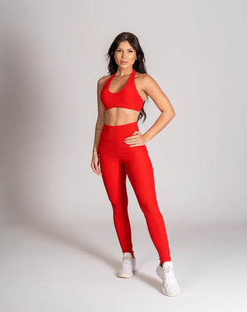 Conjunto Legging e Top Frente Única Vermelho Flow