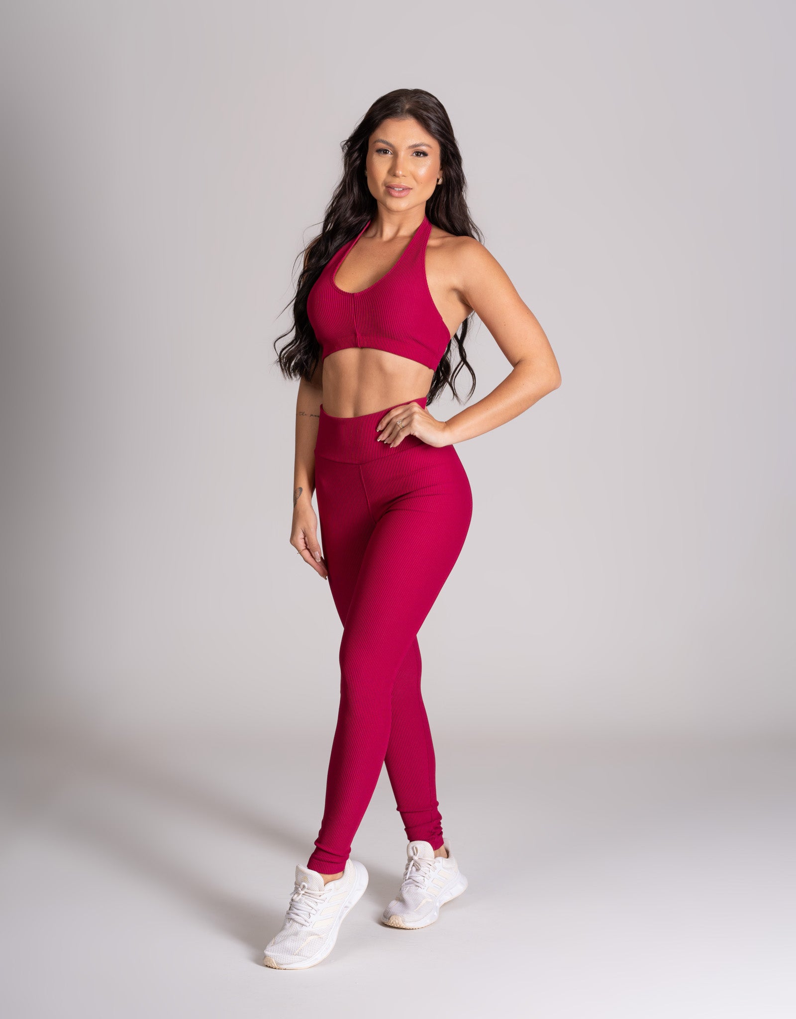 Conjunto Legging e Top Frente Única Malva Flow