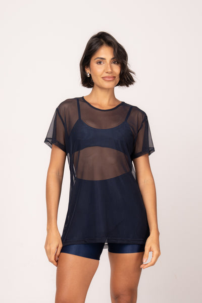 Blusa Tule Marinho