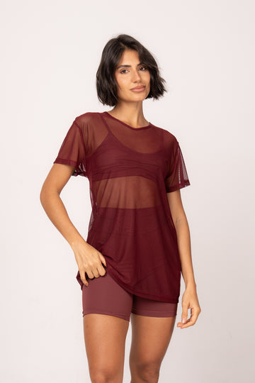 Blusa Tule Marsala