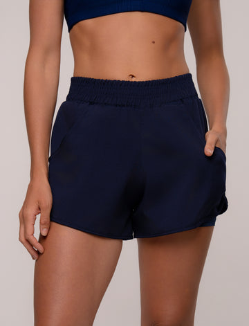 Short Duplo Feminino Esportivo Marinho