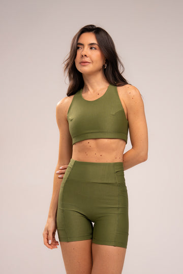 Conjunto Short e Top Runner II Lovers Verde Oliva