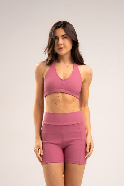 Conjunto Short e Top Frente Única Flow Rosé