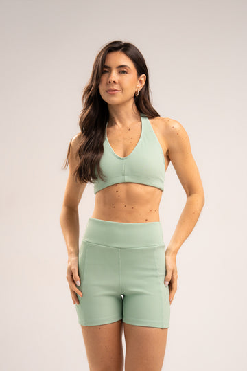 Conjunto Short e Top Frente Única Flow Sálvia