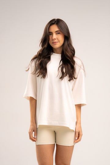 Camiseta Algodão Oversized Feminina Off White
