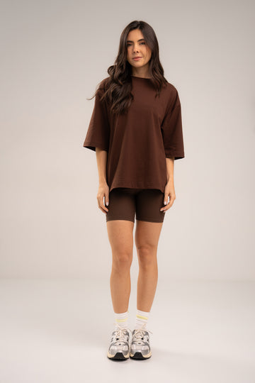 Camiseta Algodão Oversized Feminina Avelã
