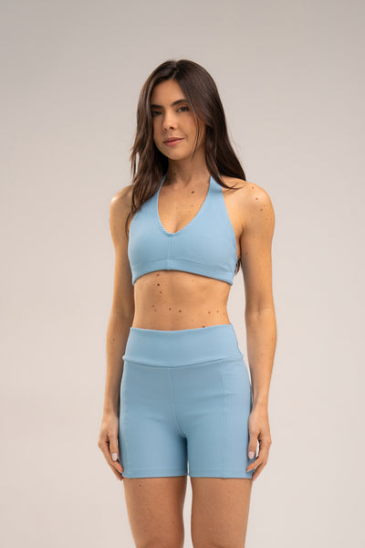 Conjunto Short e Top Frente Única Flow Ice Blue