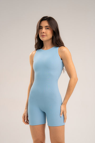 Macaquinho Halter Neck Flow Ice Blue