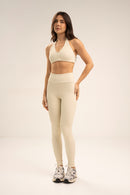 Conjunto Legging e Top Frente Única Off White Flow