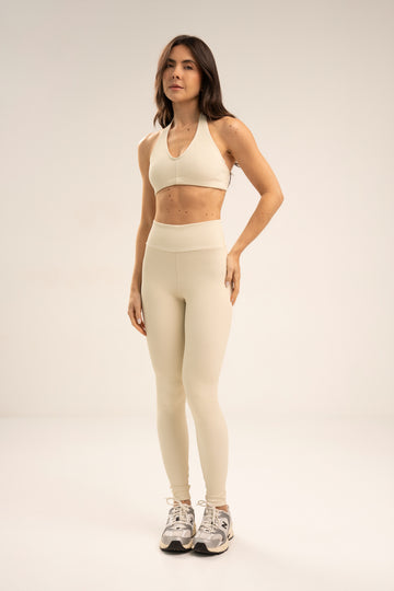 Conjunto Legging e Top Frente Única Off White Flow