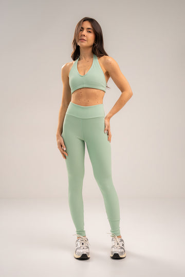 Conjunto Legging e Top Frente Única Flow Sálvia