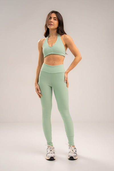 Conjunto Legging e Top Frente Única Flow Sálvia