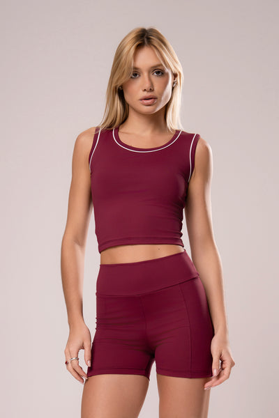 Regata Cropped Viés Power Marsala