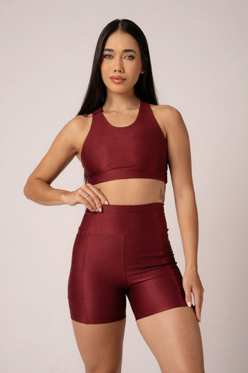 Conjunto Short e Top Runner Lovers Merlot