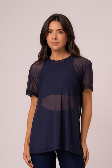 Blusa Tule Marinho