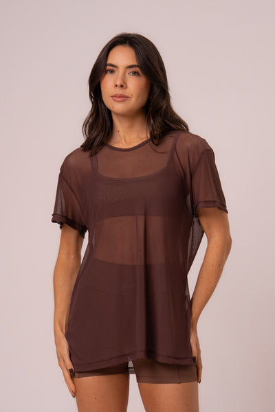 Blusa Tule Chocolate